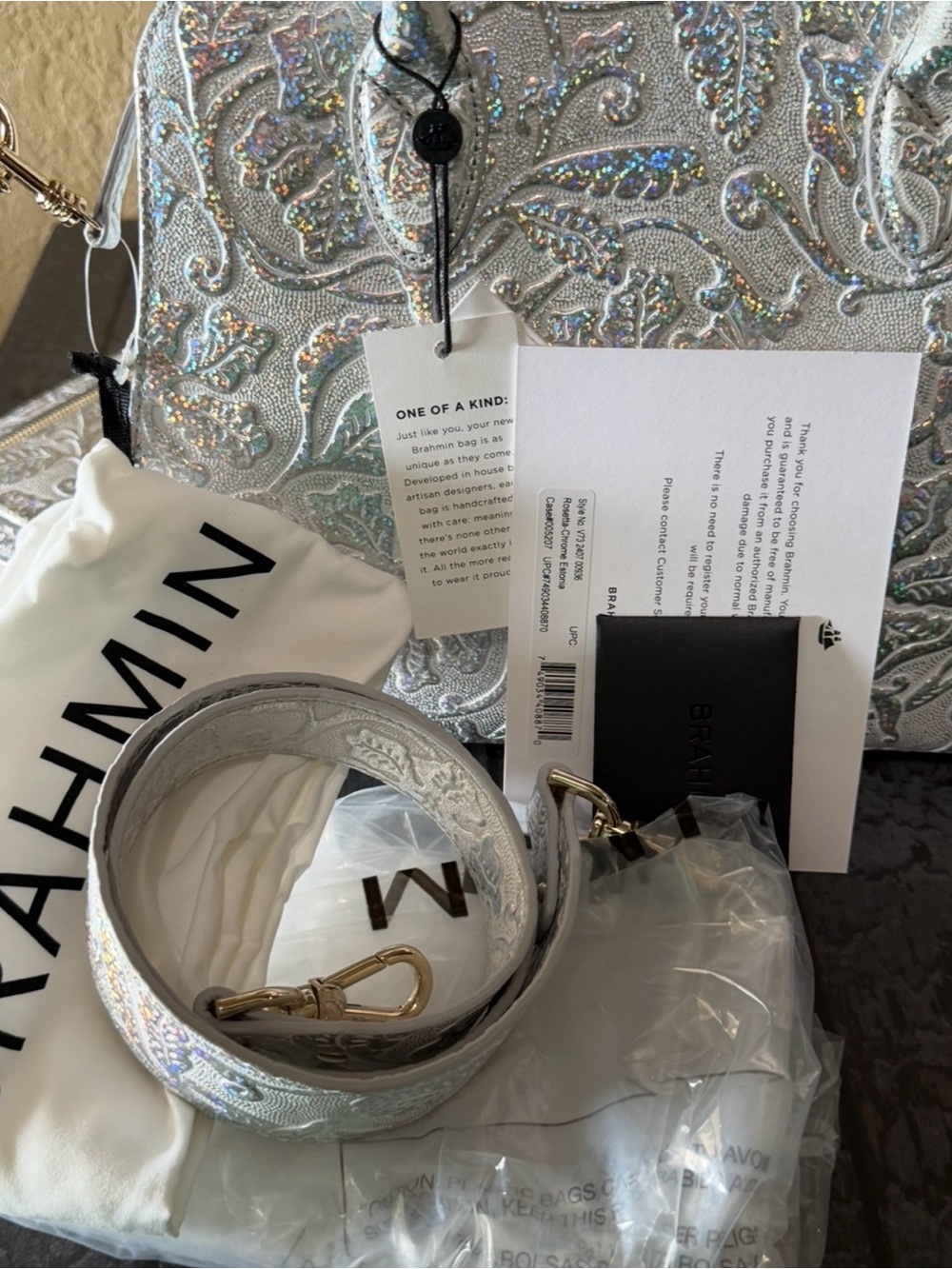 Brahmin Rosetta Chrome Estonia with SURI Wallet SET NWT ONE OF a KIND REFLECTIVE - Picture 16 of 16